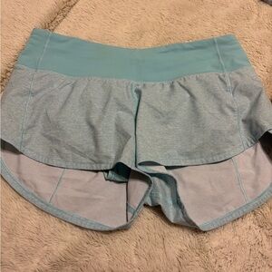 lululemon athletica Light Teal speed up Layered Athletic Shorts sz 4